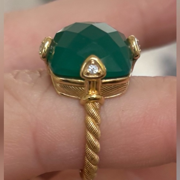 Judith Ripka Ring Gold Clad
925 Silver Green Goddess Pincushion CZ Ring - Picture 8 of 8